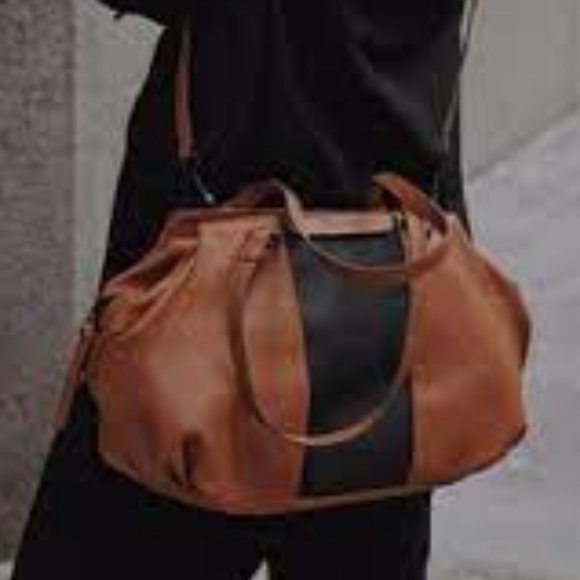 #042 NWT Foley + Corinna "Hygge Tower Satchel" Cognac Vegan Leather - Picture 2 of 11